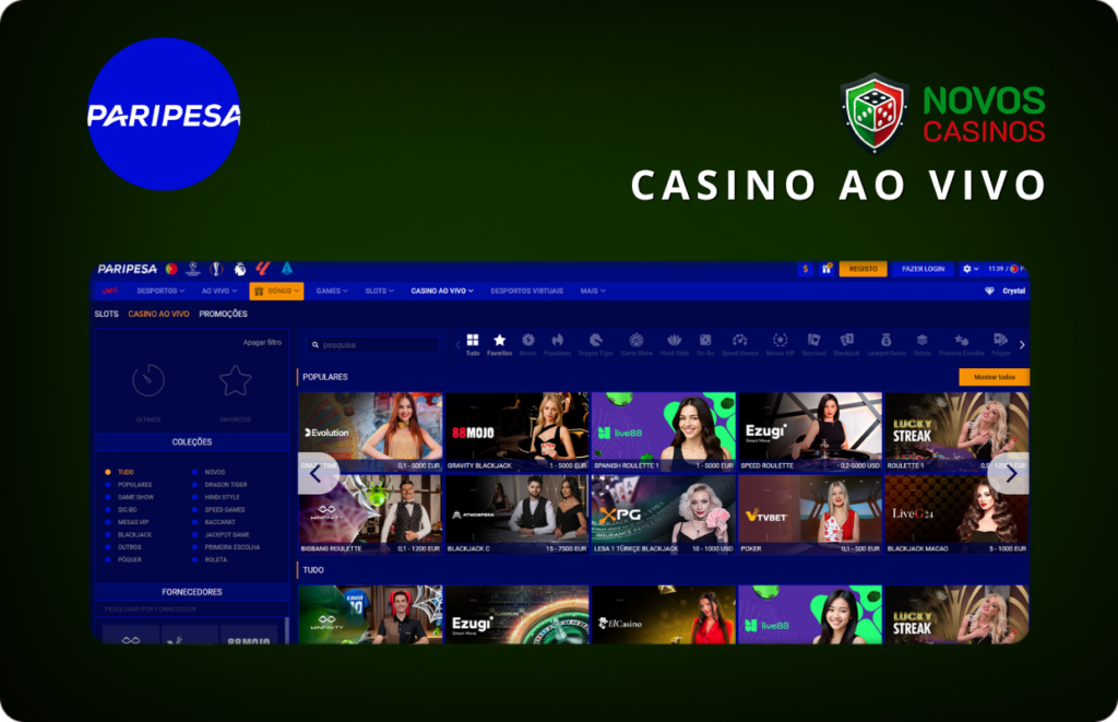 Casino ao Vivo Paripesa - Experimente a emoção dos jogos de casino ao vivo com dealers reais!
