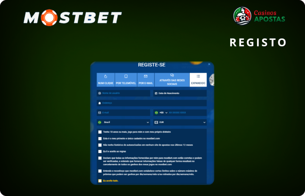 Registo na Mostbet