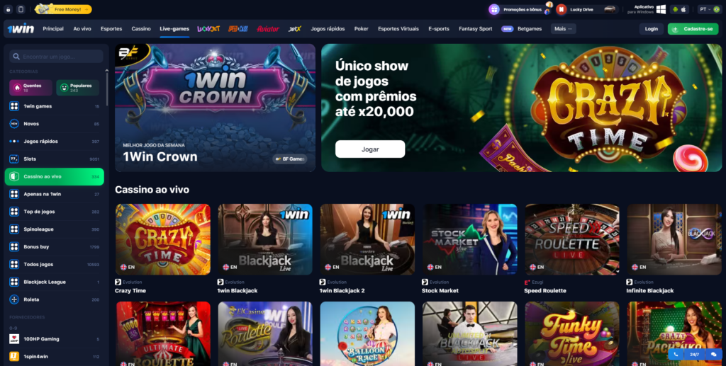 Casino ao vivo 1win