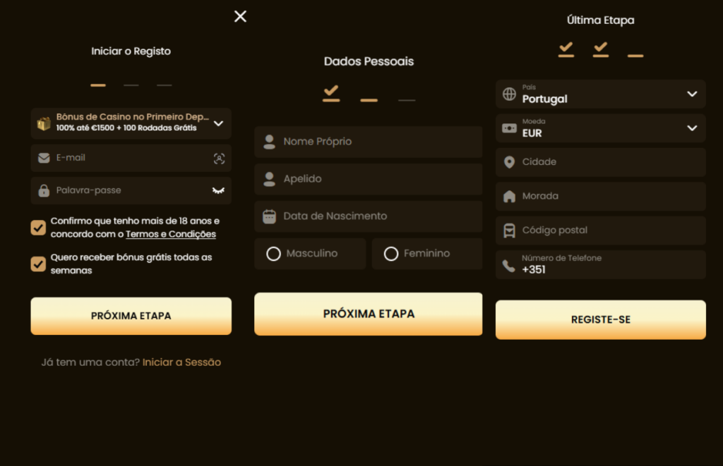 registo no Goldspin