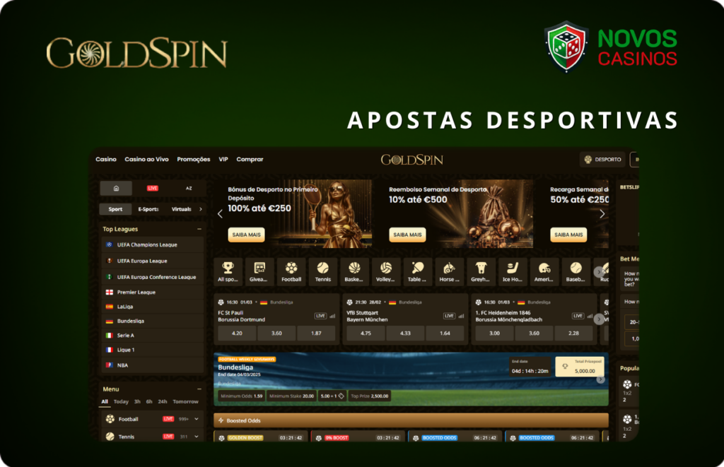 Apostas desportivas na Goldspin