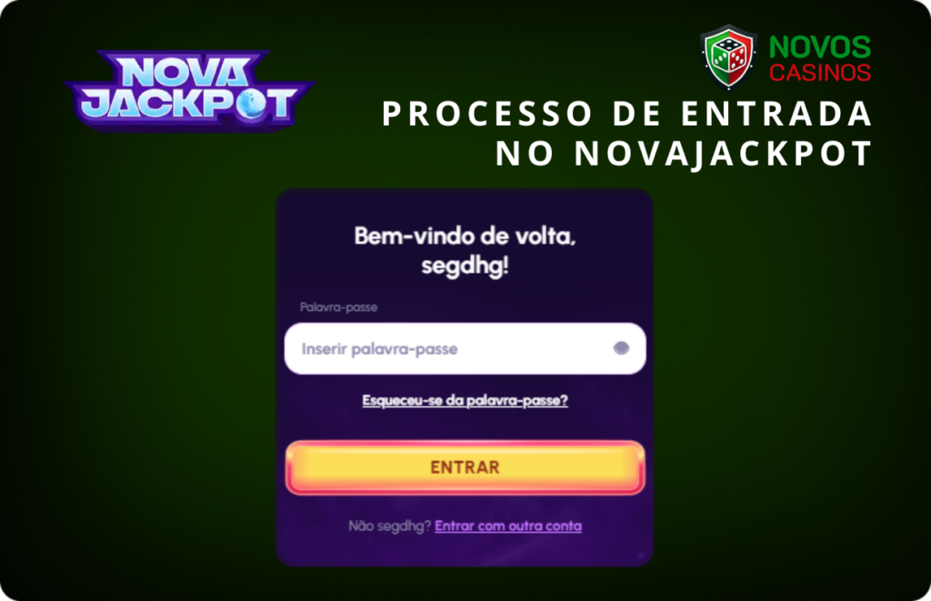 Processo de entrada no Novajackpot