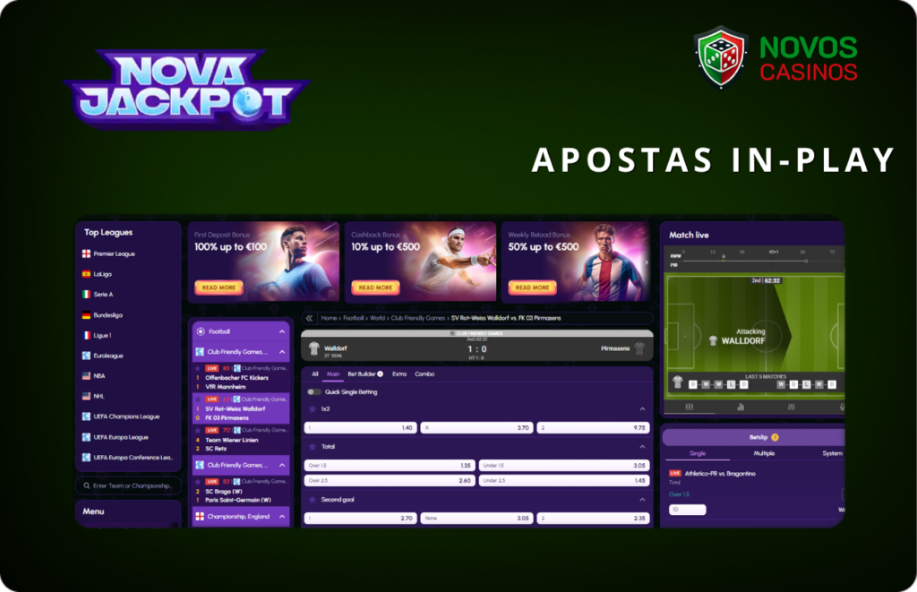 Apostas In-Play Novajackpot