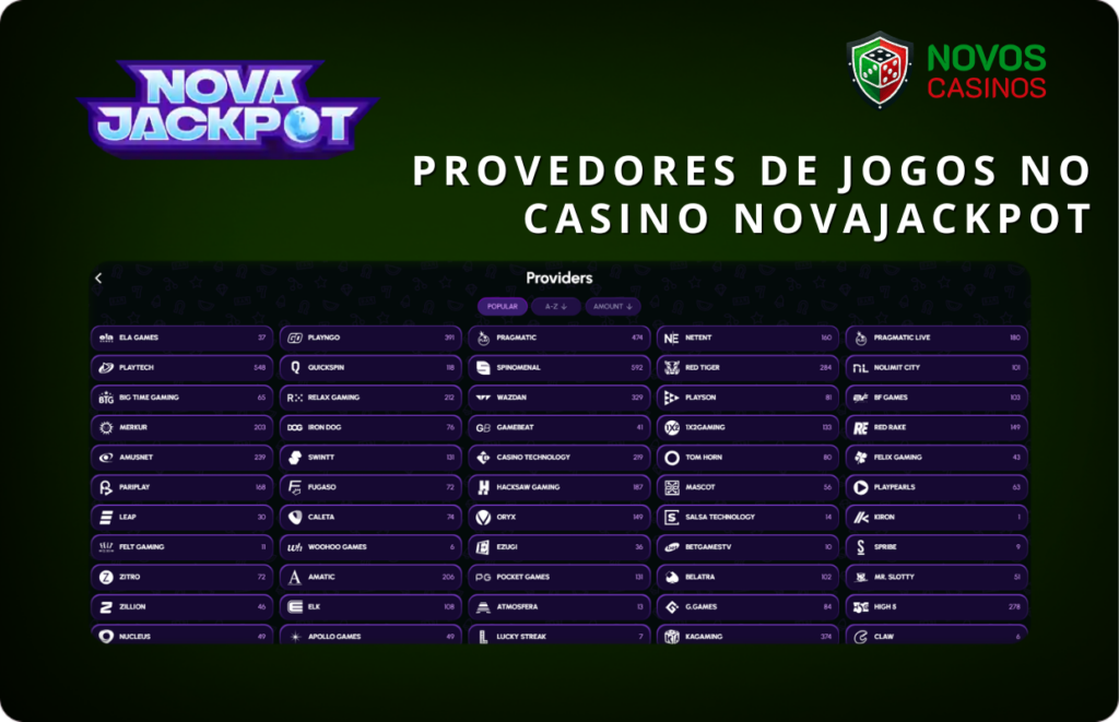 Novajackpot provaders