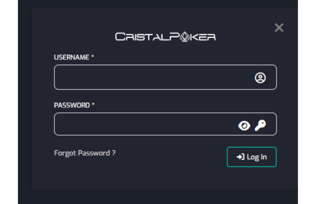 Processo de entrada no Cristal Poker