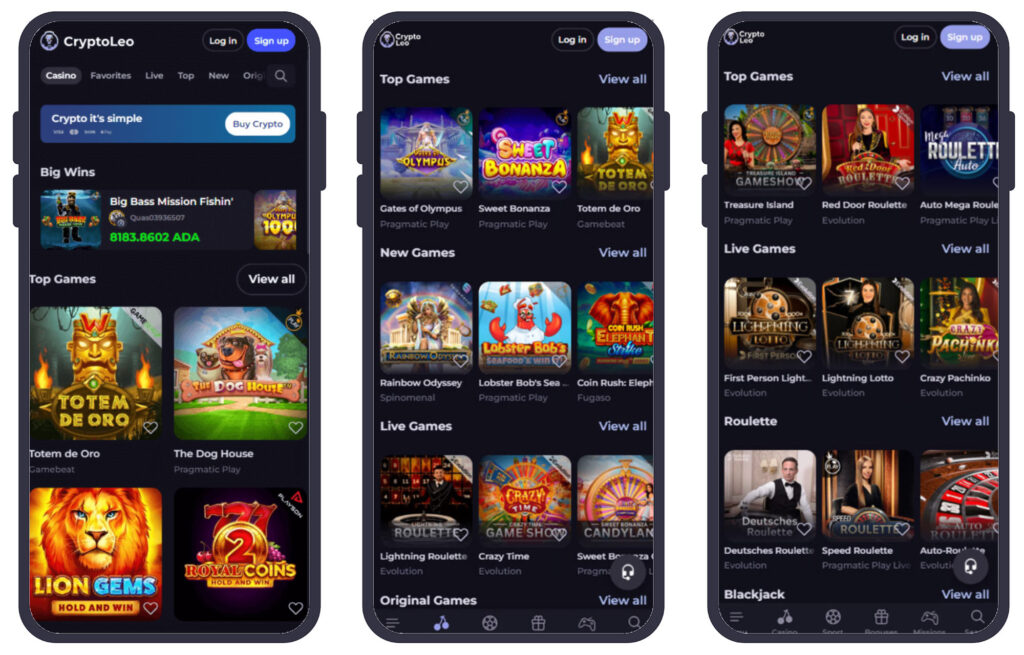 CryptoLeo Casino Mobile app